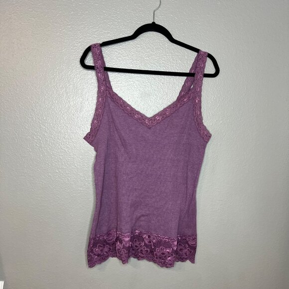Maurices Cami‎ Tank Top Womens Size 2X Lace Trim Ribbed Purple Y2K Fairy - Picture 3 of 8